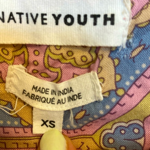 Native Youth Dress in plum, blue and gold with peplum - Picture 2 of 5